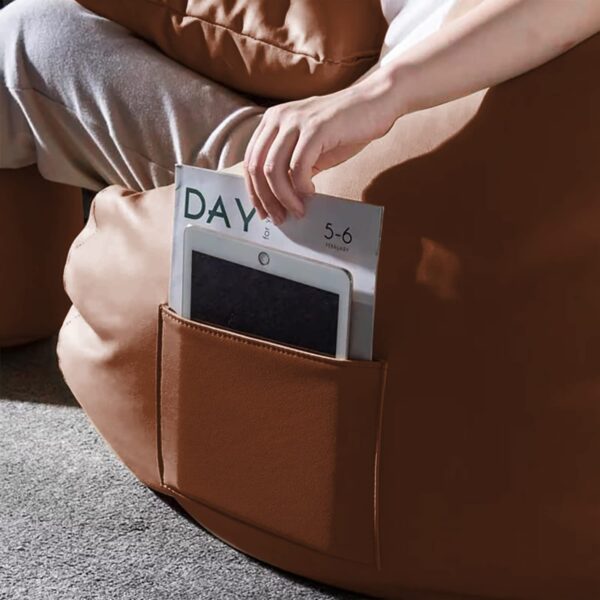 GUNJ 3XL Bean Bag Cover with Footrest & Cushion Without Beans Filling Pack of-3 Pcs(Tan) - Image 4