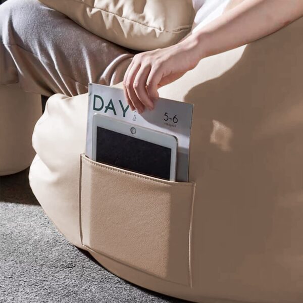 GUNJ 3XL Bean Bag Cover with Footrest & Cushion Without Beans Filling Pack of-3 Pcs(Beige) - Image 4