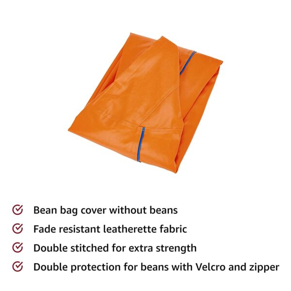 GUNJ 3XL Teardrop Orange With Brown Piping Bean Bag Cover (Without Beans) - Image 5