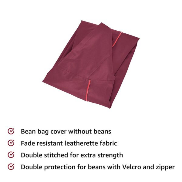 GUNJ 2XL Teardrop Maroon With Pink Piping Bean Bag Cover (Without Beans) - Image 5