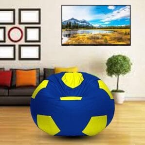 GUNJ 2XL Football Soccerati Bean Bag Cover Only (Body Fitter Bean Bag Cover Without Beans) (Blue , Yellow)