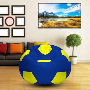 GUNJ 2XL Football Soccerati Bean Bag Cover Only (Body Fitter Bean Bag Cover Without Beans) (Blue , Yellow)