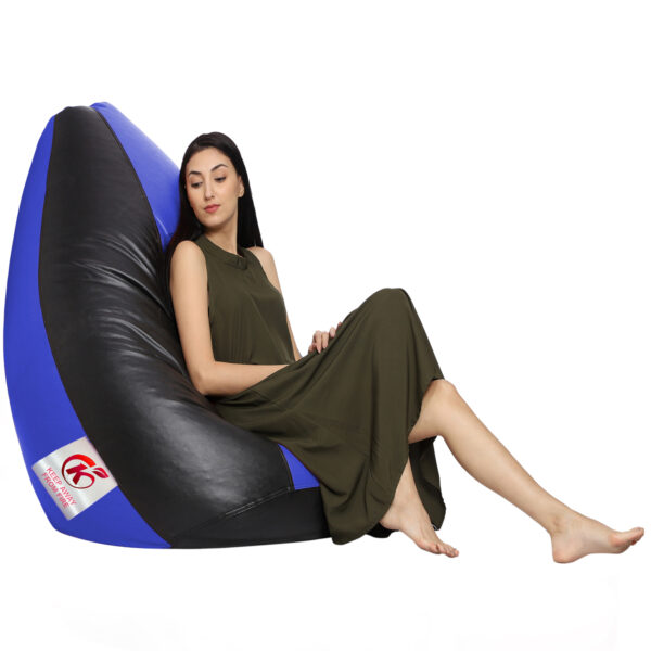 GUNJ 2XL Tear Drop Bean Bag Cover (Without Beans) (Black, Blue) - Image 2