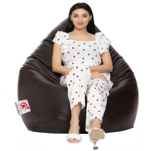 GUNJ 2XL Tear Drop Bean Bag Cover (Without Beans) (Brown)