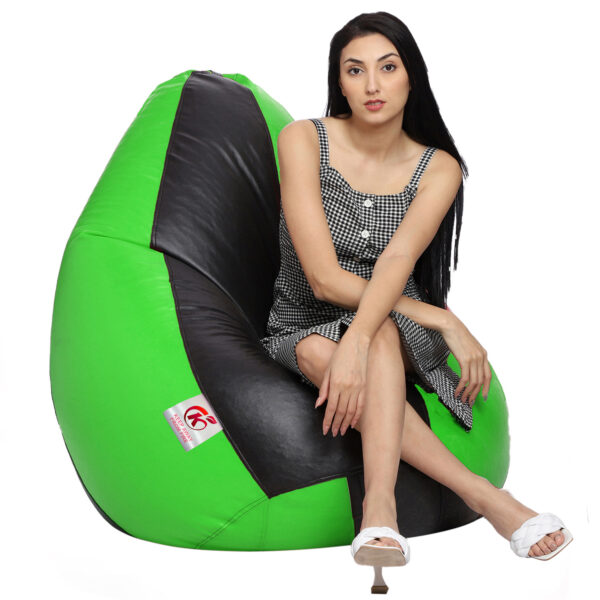 GUNJ 3XL Tear Drop Bean Bag Cover (Without Beans) (Black, Green) - Image 3