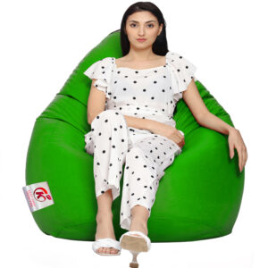GUNJ 2XL Tear Drop Bean Bag Cover (Without Beans) (Green)