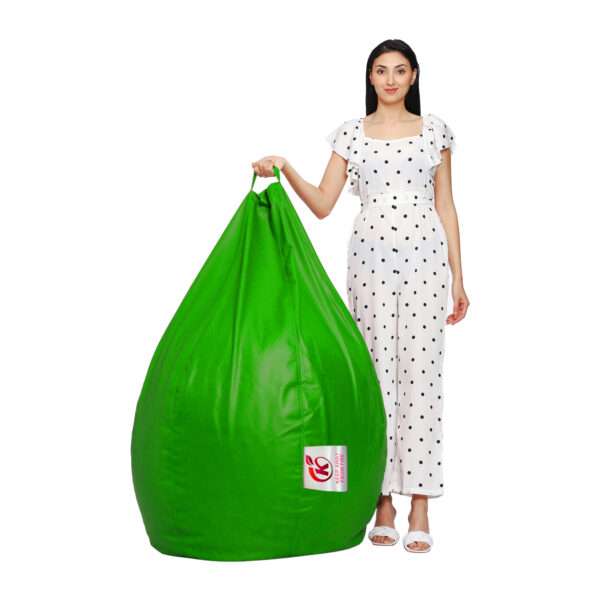 GUNJ XXL Artificial Leather Teardrop & Footstool Bean Bag Cover Pack of-2 (Without Bean Filling (Green) - Image 4