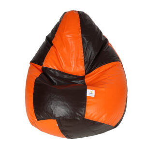 GUNJ XXXL Orange & Brown Tear Drop Bean Bag Cover (Without Beans)