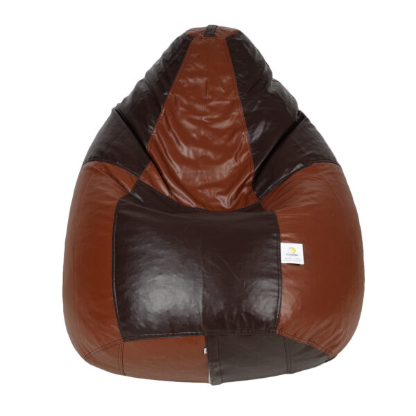 GUNJ XXXL Brown & Tan Tear Drop Bean Bag Cover (Without Beans)
