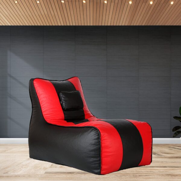 GUNJ Jumbo Lounger Bean Bag Cover (Without Beans) (Black & Red)