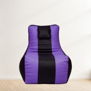 GUNJ Jumbo Lounger Bean Bag Cover (Without Beans) (Black & Purple)