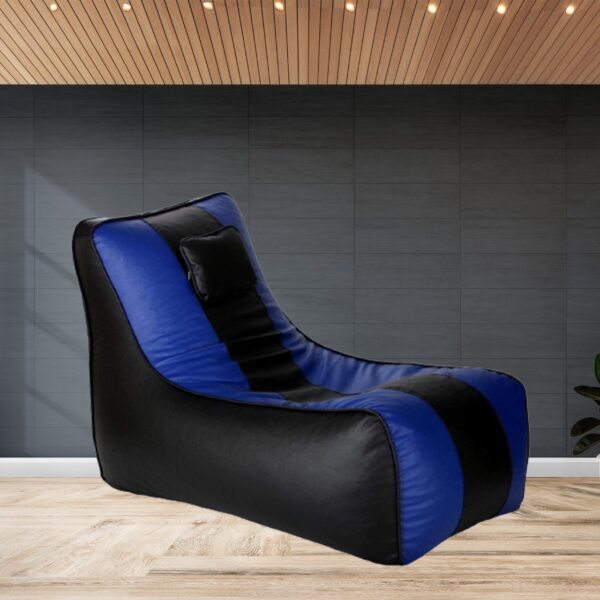 GUNJ Jumbo Lounger Bean Bag Cover (Without Beans) (Black & Blue)