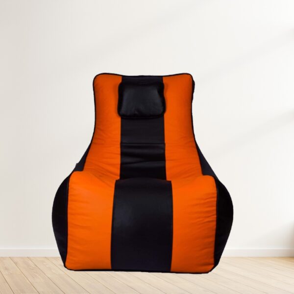 GUNJ Jumbo Lounger Bean Bag Cover (Without Beans) (Black & Orange)