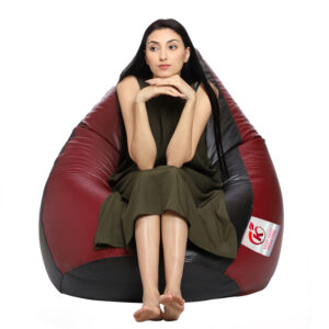 GUNJ 2XL Tear Drop Bean Bag Cover (Without Beans) (Black, Maroon)