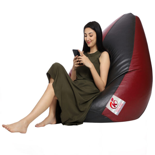 GUNJ 3XL Tear Drop Bean Bag Cover (Without Beans) (Black, Maroon) - Image 3