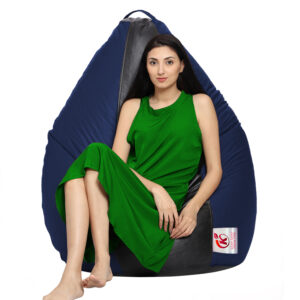 GUNJ 2XL Tear Drop Bean Bag Cover (Without Beans) (Black, Navy)