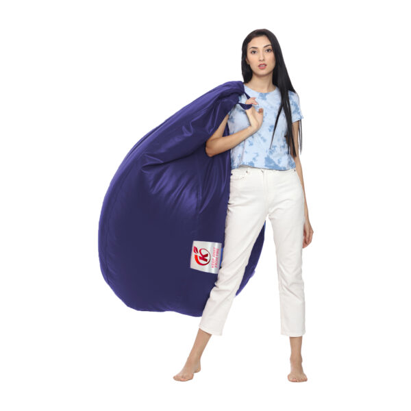 GUNJ XXL Artificial Leather Teardrop & Footstool Bean Bag Cover Pack of-2 (Without Bean Filling (Navy) - Image 4