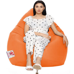 GUNJ 2XL Tear Drop Bean Bag Cover (Without Beans) (Orange)