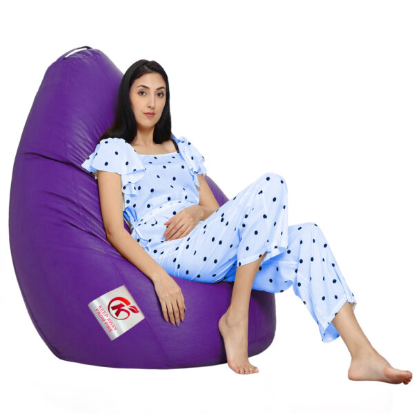 GUNJ XL Tear Drop Bean Bag Cover (Without Beans) (Purple) - Image 2