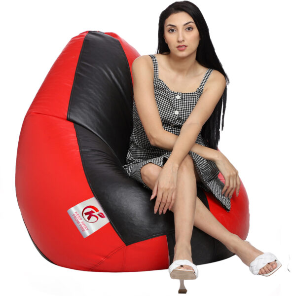 GUNJ XL Tear Drop Bean Bag Cover (Without Beans) (Black, Red) - Image 3