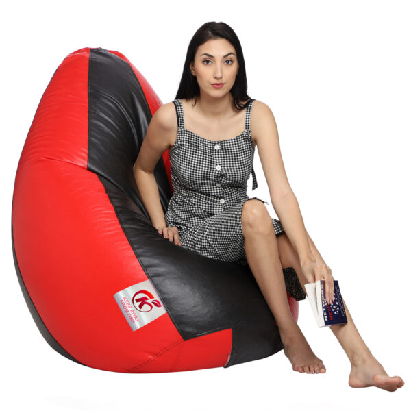 GUNJ XL Tear Drop Bean Bag Cover (Without Beans) (Black, Red) - Image 2
