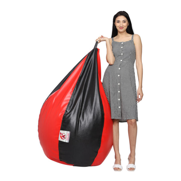 GUNJ XL Tear Drop Bean Bag Cover (Without Beans) (Black, Red) - Image 4
