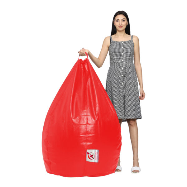 GUNJ XXL Artificial Leather Teardrop & Footstool Bean Bag Cover Pack of-2 (Without Bean Filling (Red) - Image 4