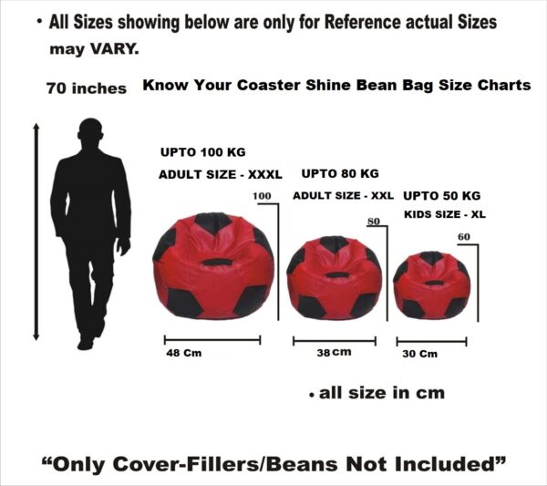 GUNJ 3XL Football Soccerati Bean Bag Cover Only (Body Fitter Bean Bag Cover Without Beans) (Cream , Maroon) - Image 3