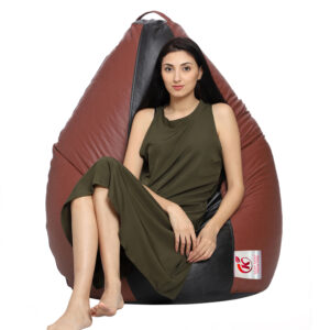 GUNJ 2XL Tear Drop Bean Bag Cover (Without Beans) (Black, Tan)