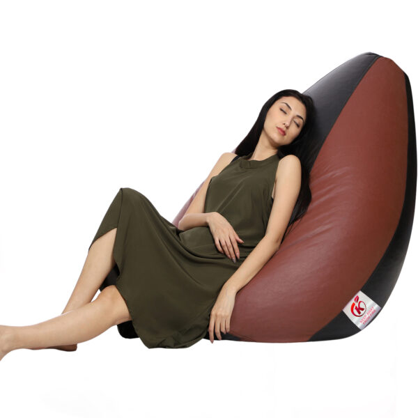 GUNJ XL Tear Drop Bean Bag Cover (Without Beans) (Black, Tan) - Image 2