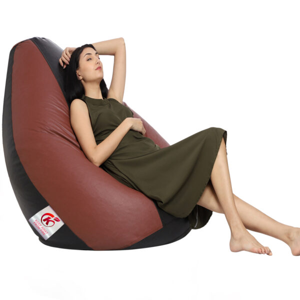 GUNJ XL Tear Drop Bean Bag Cover (Without Beans) (Black, Tan) - Image 3