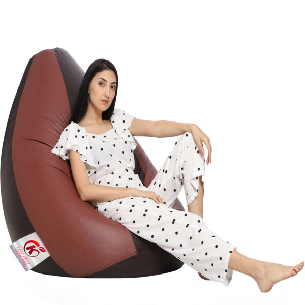 GUNJ XL Tear Drop Bean Bag Cover (Without Beans) (Brown, Tan) - Image 3