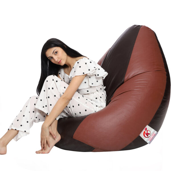 GUNJ XL Tear Drop Bean Bag Cover (Without Beans) (Brown, Tan) - Image 2