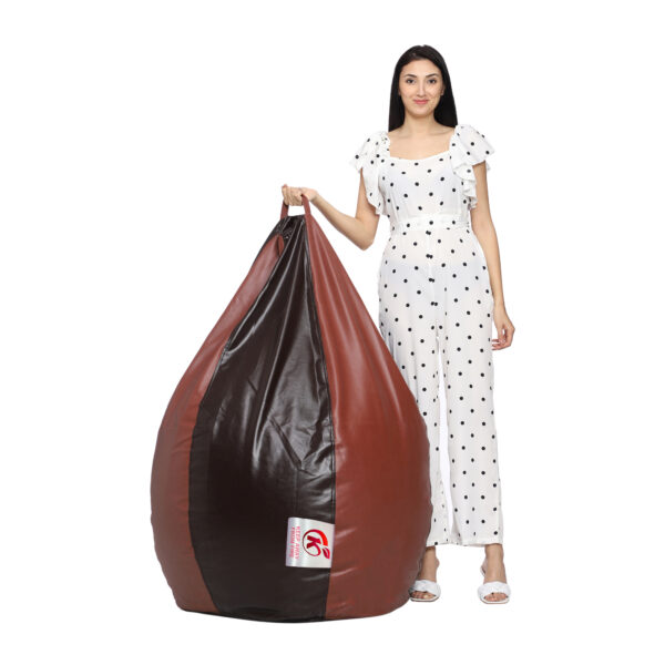 GUNJ XL Tear Drop Bean Bag Cover (Without Beans) (Brown, Tan) - Image 4