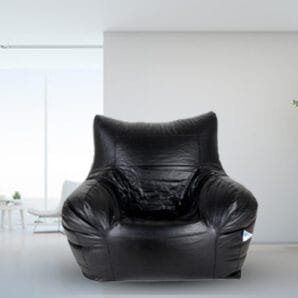 GUNJ Jumbo Arm Chair Bean Bag Cover (Without Beans) (Black)