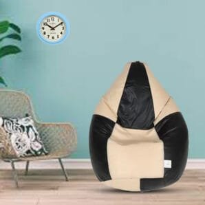 GUNJ XL Black & Cream Tear Drop Bean Bag Cover (Without Beans)