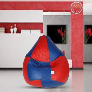 GUNJ XXXL Blue & Red Tear Drop Bean Bag Cover (Without Beans)