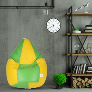 GUNJ XXXL Yellow & Green Tear Drop Bean Bag Cover (Without Beans)