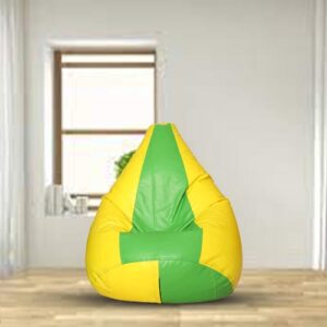 GUNJ 2XL Tear Drop Bean Bag Cover (Without Beans) (Yellow, Green)