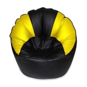 GUNJ Jumbo Sofa Mudhha Bean Bag Cover Without Beans (Black & Yellow)