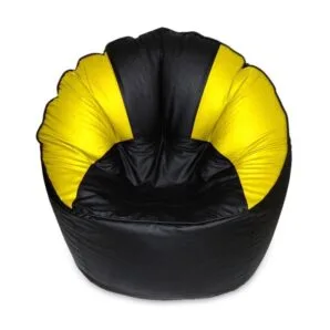 GUNJ Jumbo Sofa Mudhha Bean Bag Cover Without Beans (Black & Yellow)