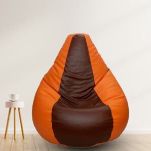 GUNJ 2XL Tear Drop Bean Bag Cover (without Beans) (Orange, Brown)