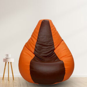 GUNJ 2XL Tear Drop Bean Bag Cover (without Beans) (Orange, Brown)