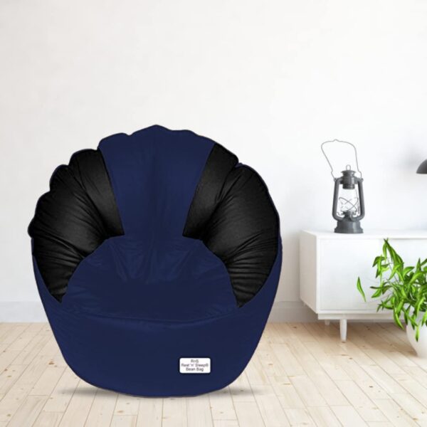 GUNJ Jumbo Sofa Mudhha Bean Bag Cover Without Beans (Blue & Black)
