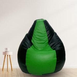 GUNJ 2XL Tear Drop Bean Bag Cover (Without Beans) (Black, Green)