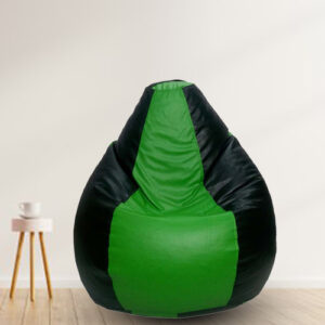 GUNJ 2XL Tear Drop Bean Bag Cover (Without Beans) (Black, Green)
