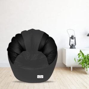 GUNJ Jumbo Sofa Mudhha Bean Bag Cover Without Beans (Grey & Black)