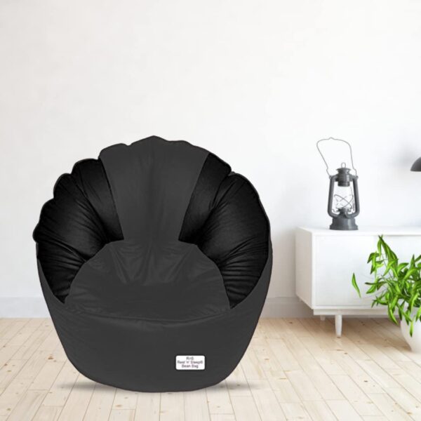 GUNJ Jumbo Sofa Mudhha Bean Bag Cover Without Beans (Grey & Black)