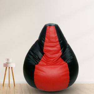 GUNJ 2XL Tear Drop Bean Bag Cover (Without Beans) (Black, Red)