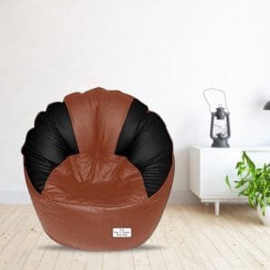 GUNJ Jumbo Sofa Mudhha Bean Bag Cover Without Beans (Tan & Black)